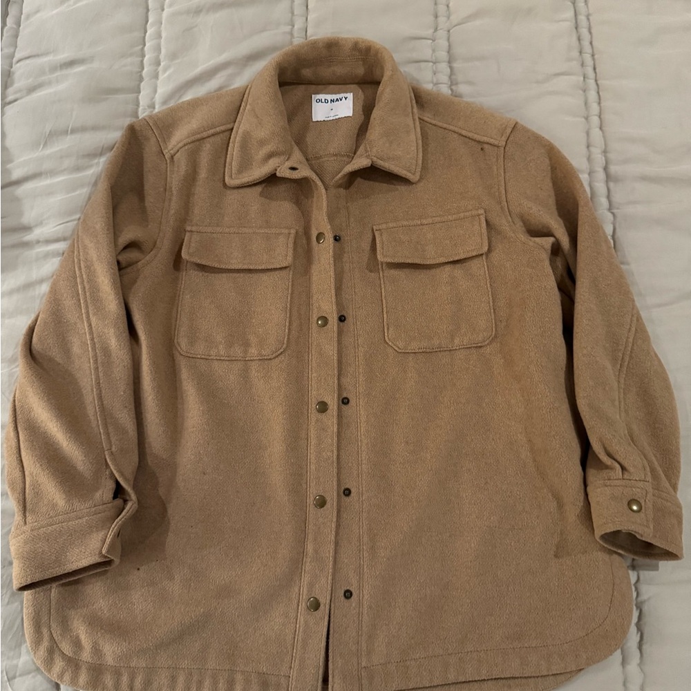 Old Navy Camel Brown Snap-Front Shirt Jacket Shacket M